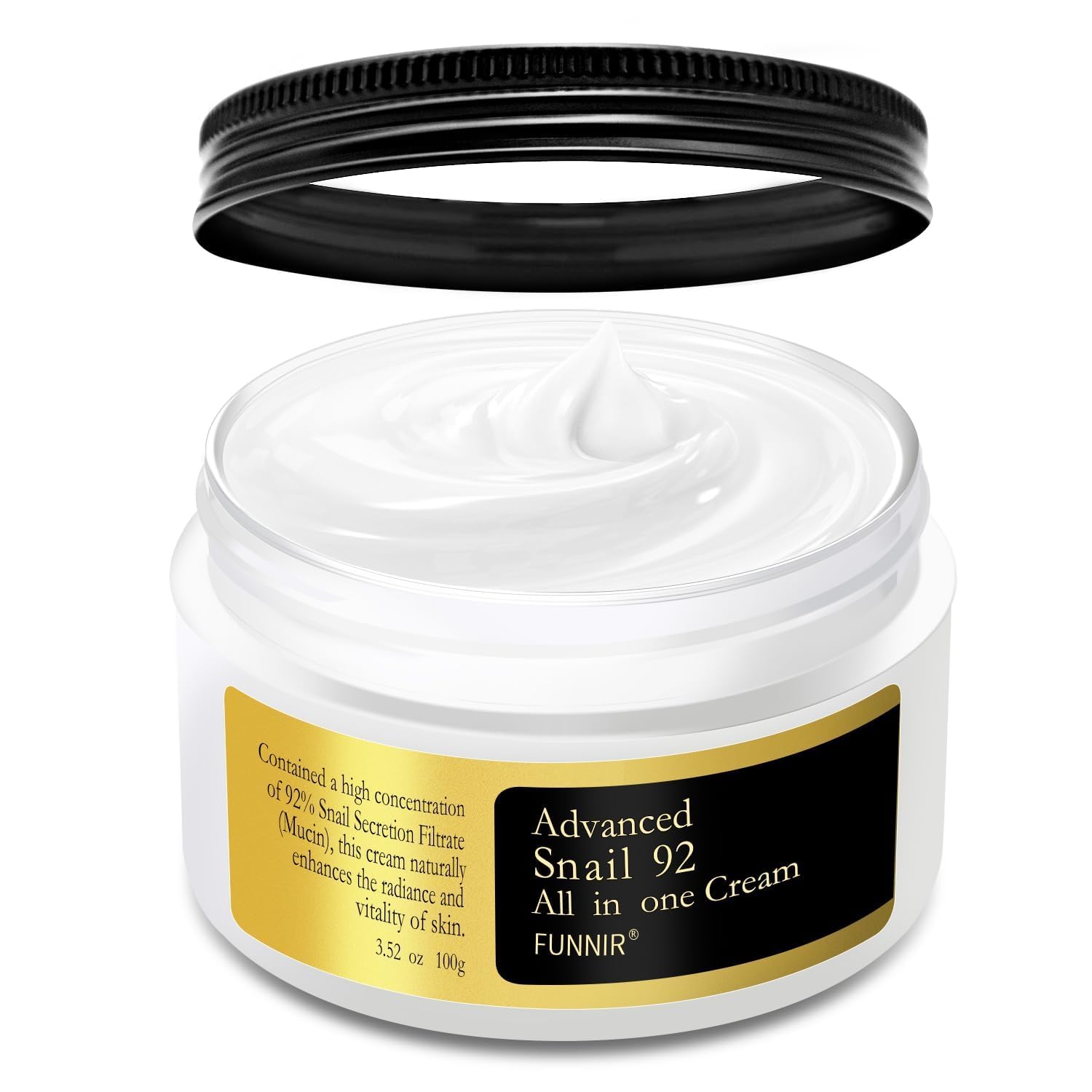 FUNNIR Snail Mucin Moisturizer 92% jar close-up showing rich hydration