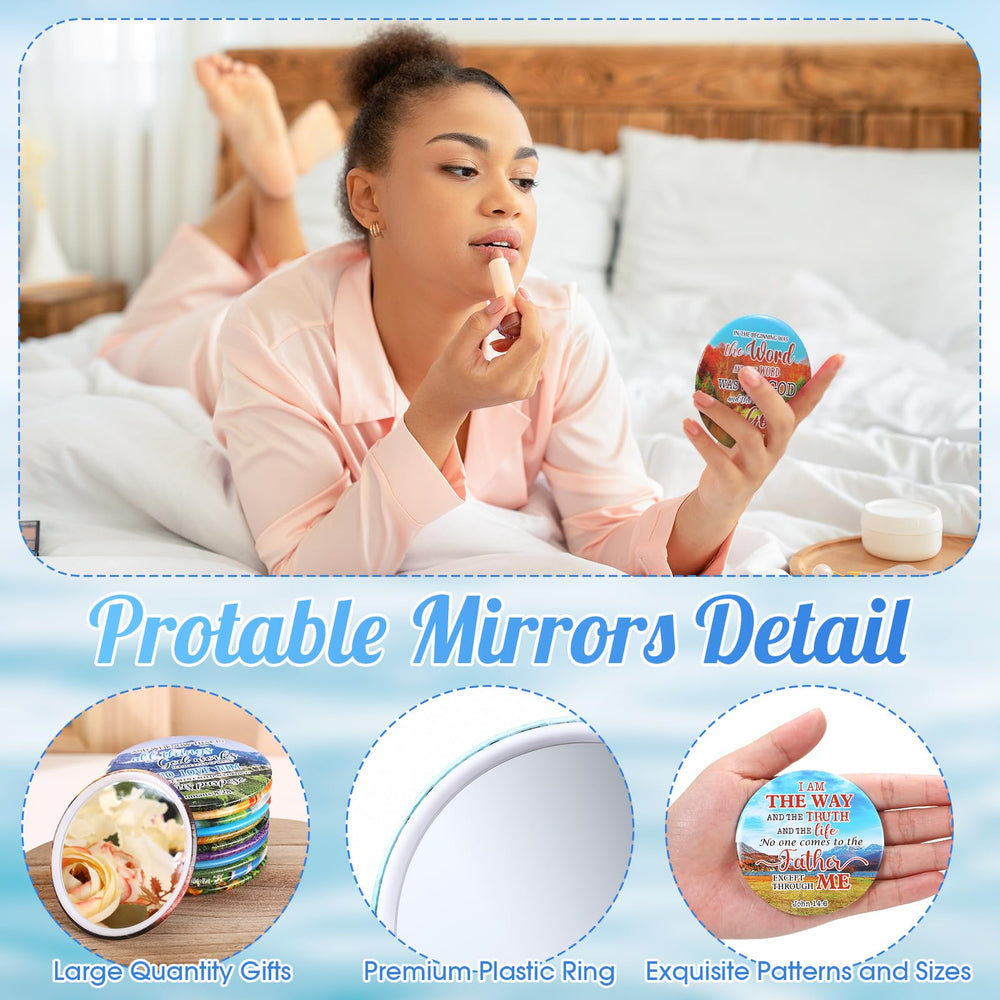 Funnymoom compact mirror shown in wallet, convenient for on-the-go touch-ups.