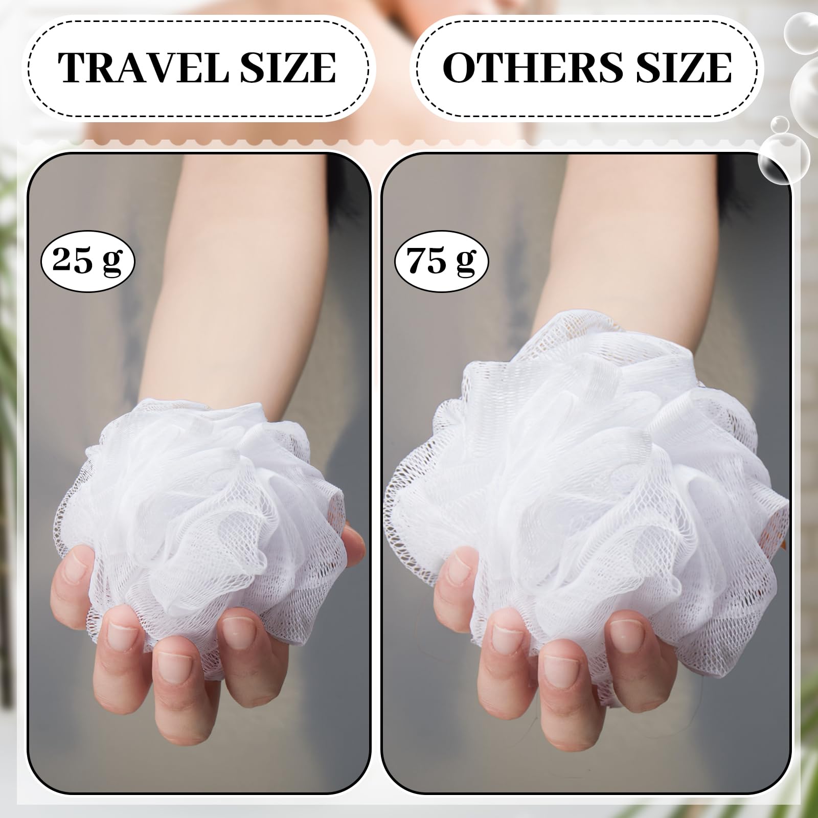 Funnymoom travel-size loofah compact for easy packing in bags.
