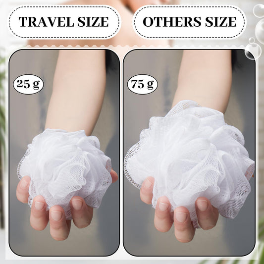 Funnymoom travel-size loofah compact for easy packing in bags.
