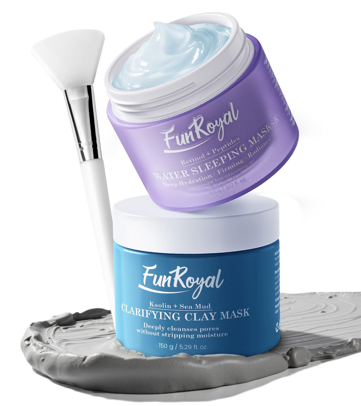 FunRoyal Glow Masks Set clay mask jar for deep cleansing and pore refresh.