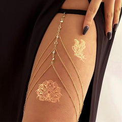 FUNTATTOO gold mandala patterns ready to transfer on skin.