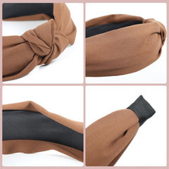Funtopia brown solid headband complements warm tones in outfits.