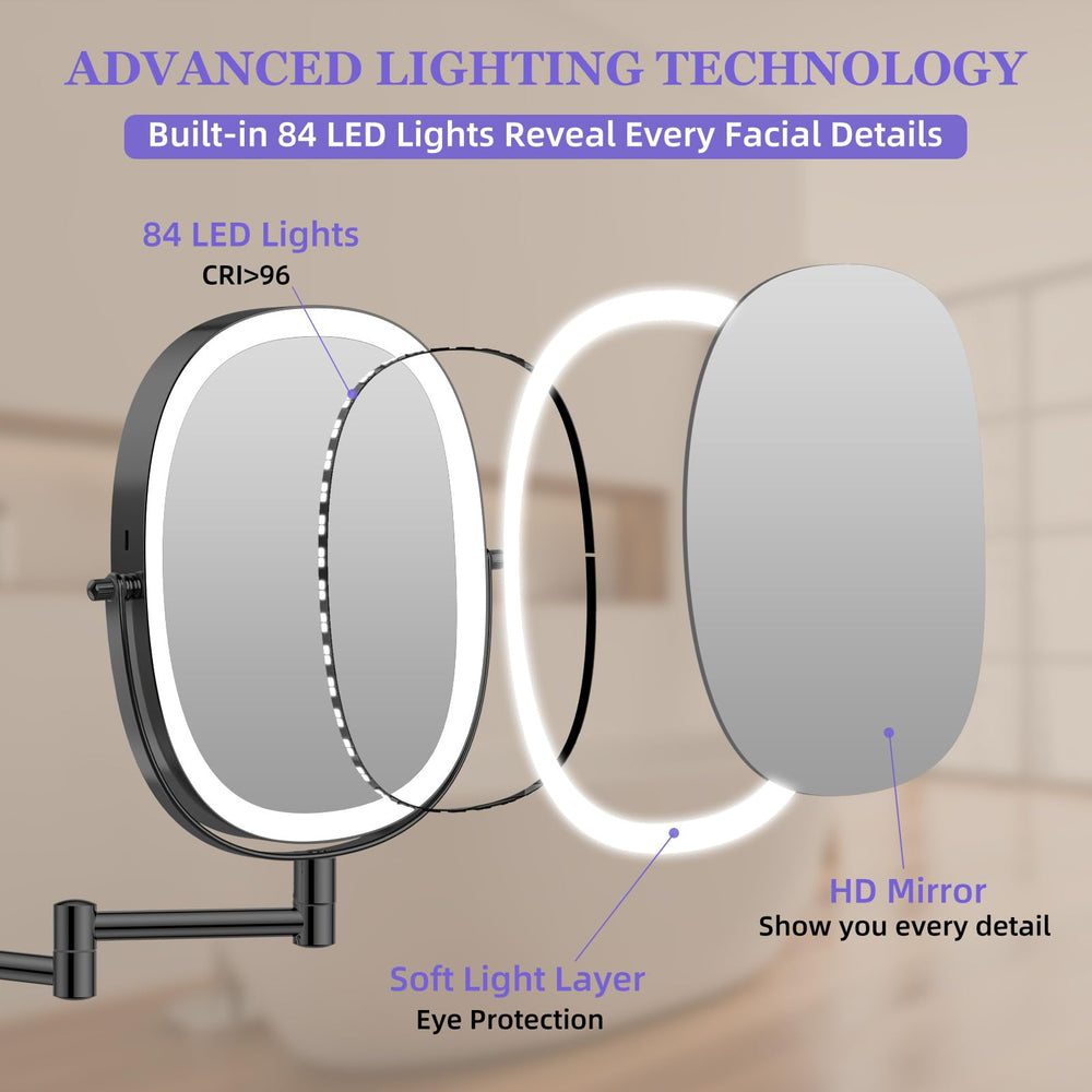 FUNTOUCH dimmable 3-color light to match room mood and makeup needs.