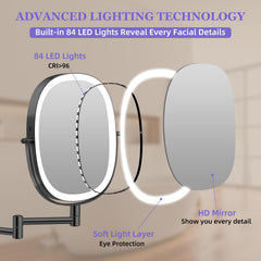 FUNTOUCH dimmable 3-color light to match room mood and makeup needs.
