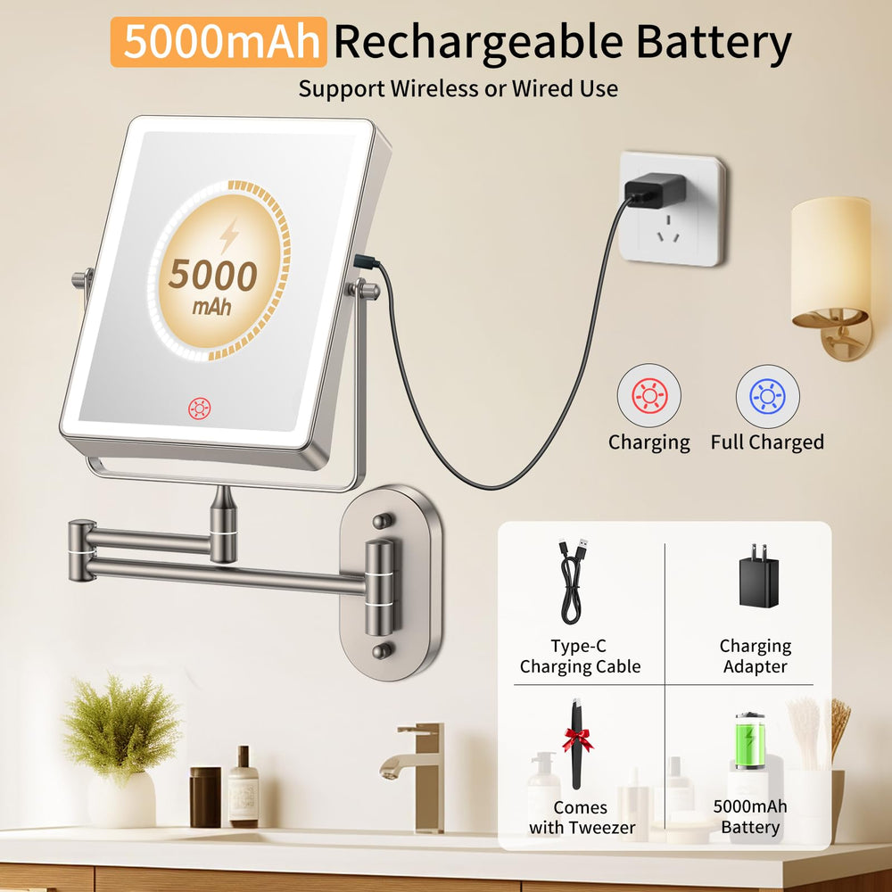 FUNTOUCH dimmable 3-color LED lighting for adjustable makeup illumination.