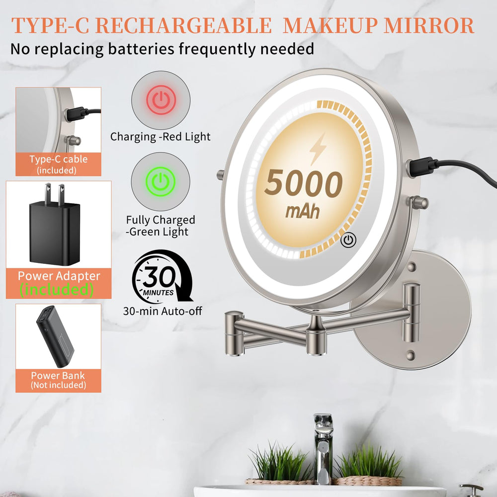 FUNTOUCH mirror with three color options provides natural lighting for makeup