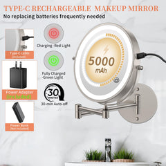FUNTOUCH mirror with three color options provides natural lighting for makeup