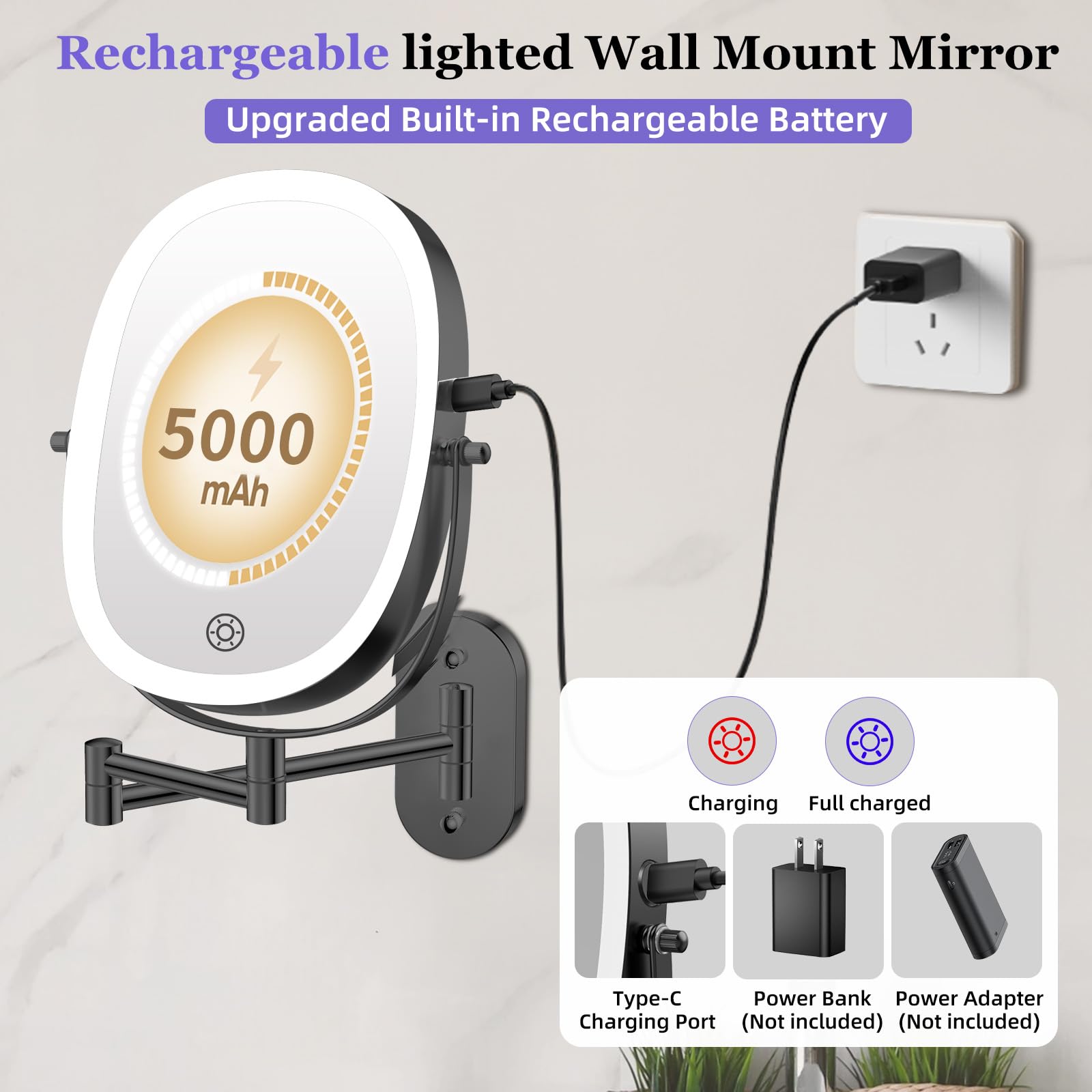 FUNTOUCH oval 10-inch bathroom mirror with dimmable lighting for flattering skin tones.