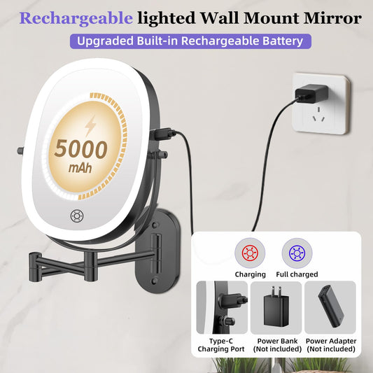 FUNTOUCH oval 10-inch bathroom mirror with dimmable lighting for flattering skin tones.