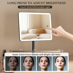FUNTOUCH vanity mirror powered by a 2000mAh battery for cordless use