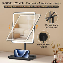 360° rotation on FUNTOUCH vanity mirror with stable base