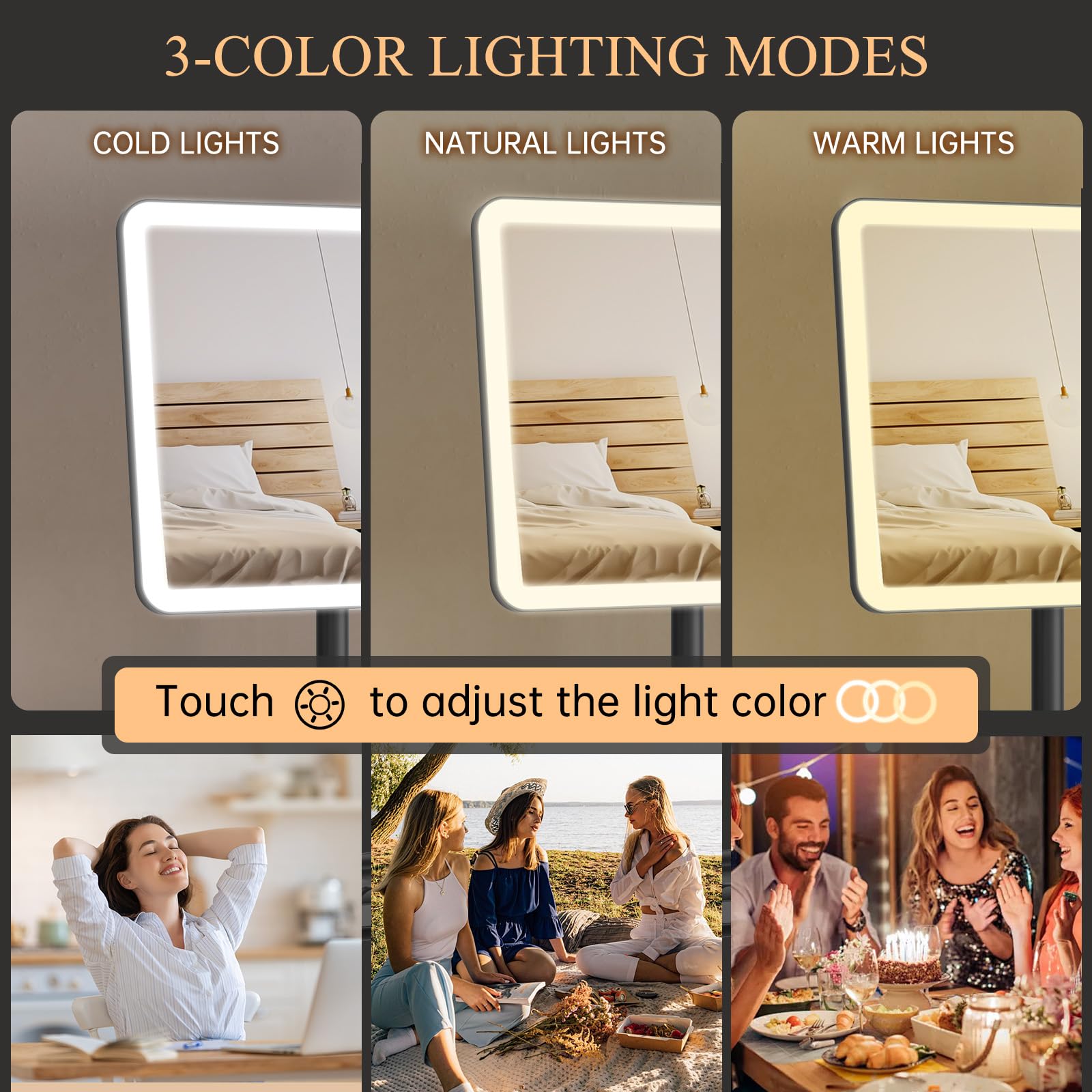 84 LEDs illuminate the face evenly on FUNTOUCH vanity mirror