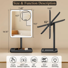 Detachable 40x magnifier on FUNTOUCH mirror for precise detailing