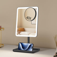 Phone holder on FUNTOUCH vanity mirror for tutorials hands-free