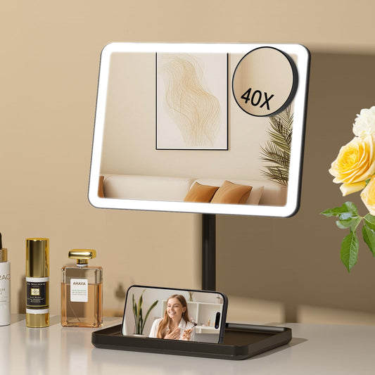FUNTOUCH vanity mirror with lights on desk for daily makeup use