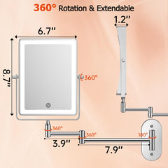 FUNTOUCH wall-mount mirror ideal for bathrooms, bedrooms, and hotels