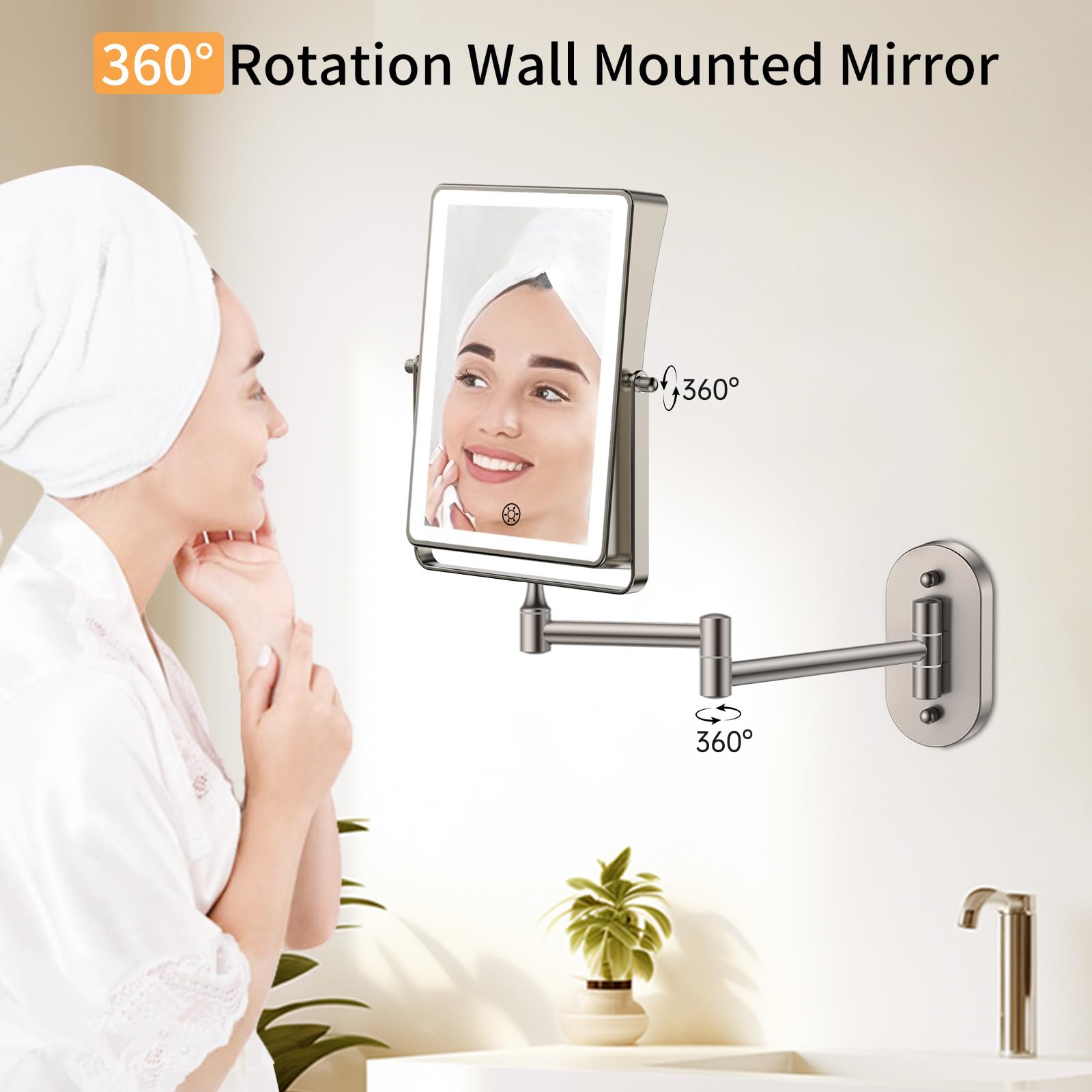 FUNTOUCH wall-mounted mirror suitable for bathrooms, bedrooms, hotels, and spas.