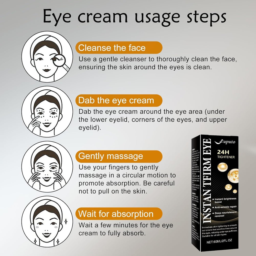 Fuputo Retinol Eye Cream closeup spread showing light, hydrating formula.