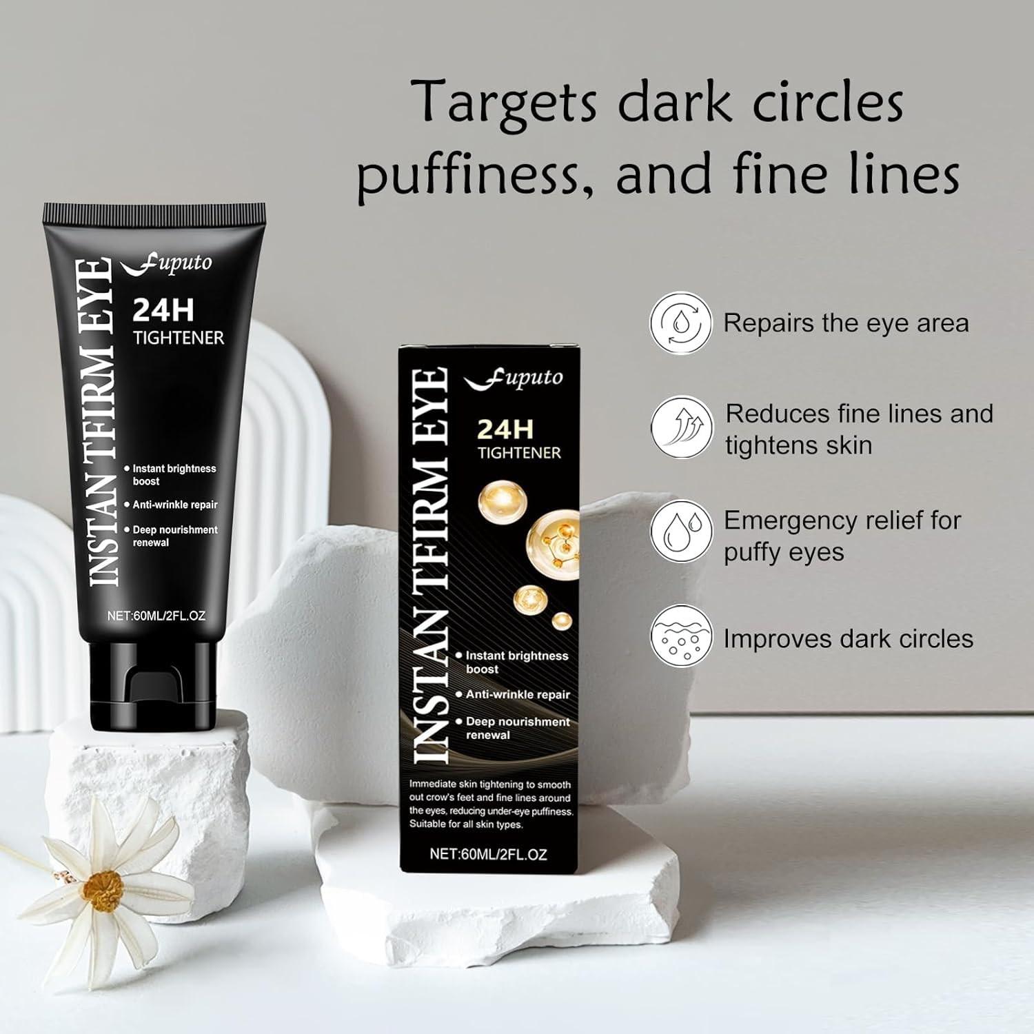 Fuputo Retinol Eye Cream packaging showcases a clean, skincare-focused design.