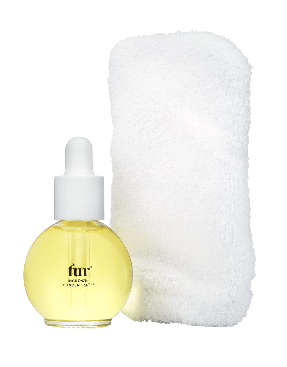 Fur Ingrown Concentrate bottle close-up with exfoliating oil for smoother skin.