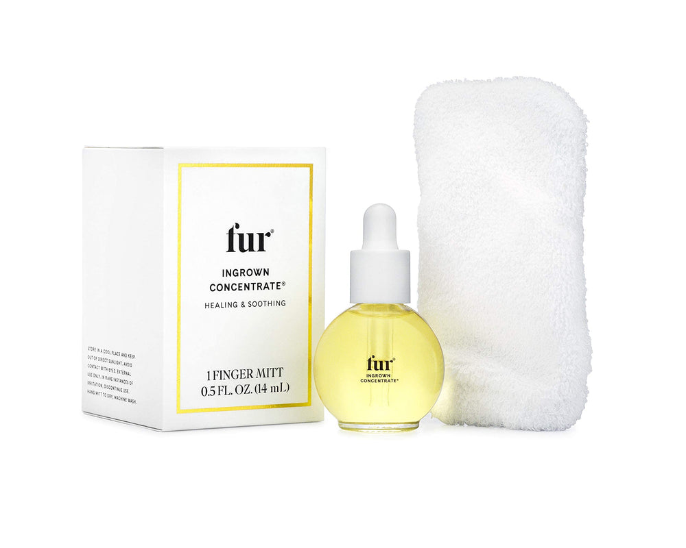 Fur Ingrown Concentrate dropper releasing exfoliating oil onto your skin.