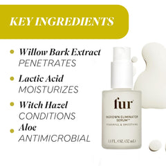 Fur Ingrown Eliminator Serum pores closeup hints at pore-tightening benefits.