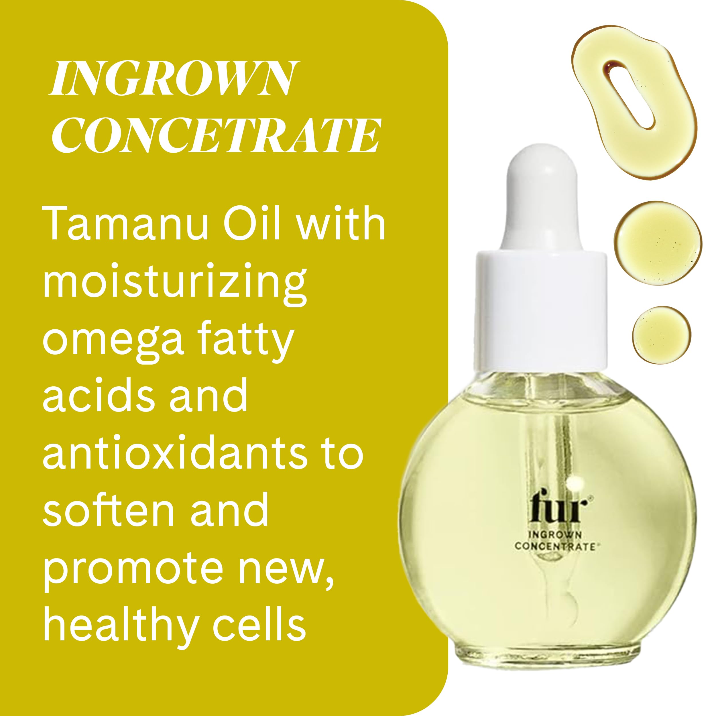 Fur Ingrown Hair Care Duo ingredients map highlighting jojoba and grape seed oils.
