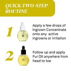 Fur Ingrown Hair Care Duo packaging showing two-step routine for easy use.