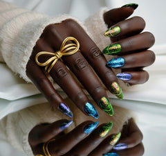 FURNUNUBI close-up of metallic foil paillette detail highlighting vibrant handcrafted texture