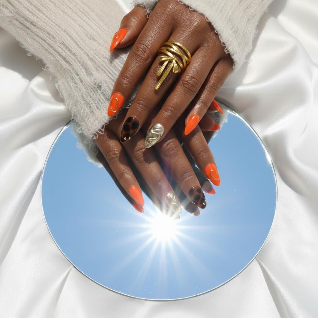 FURNUNUBI neon orange texture detail, displays vibrant color and eye-catching shine