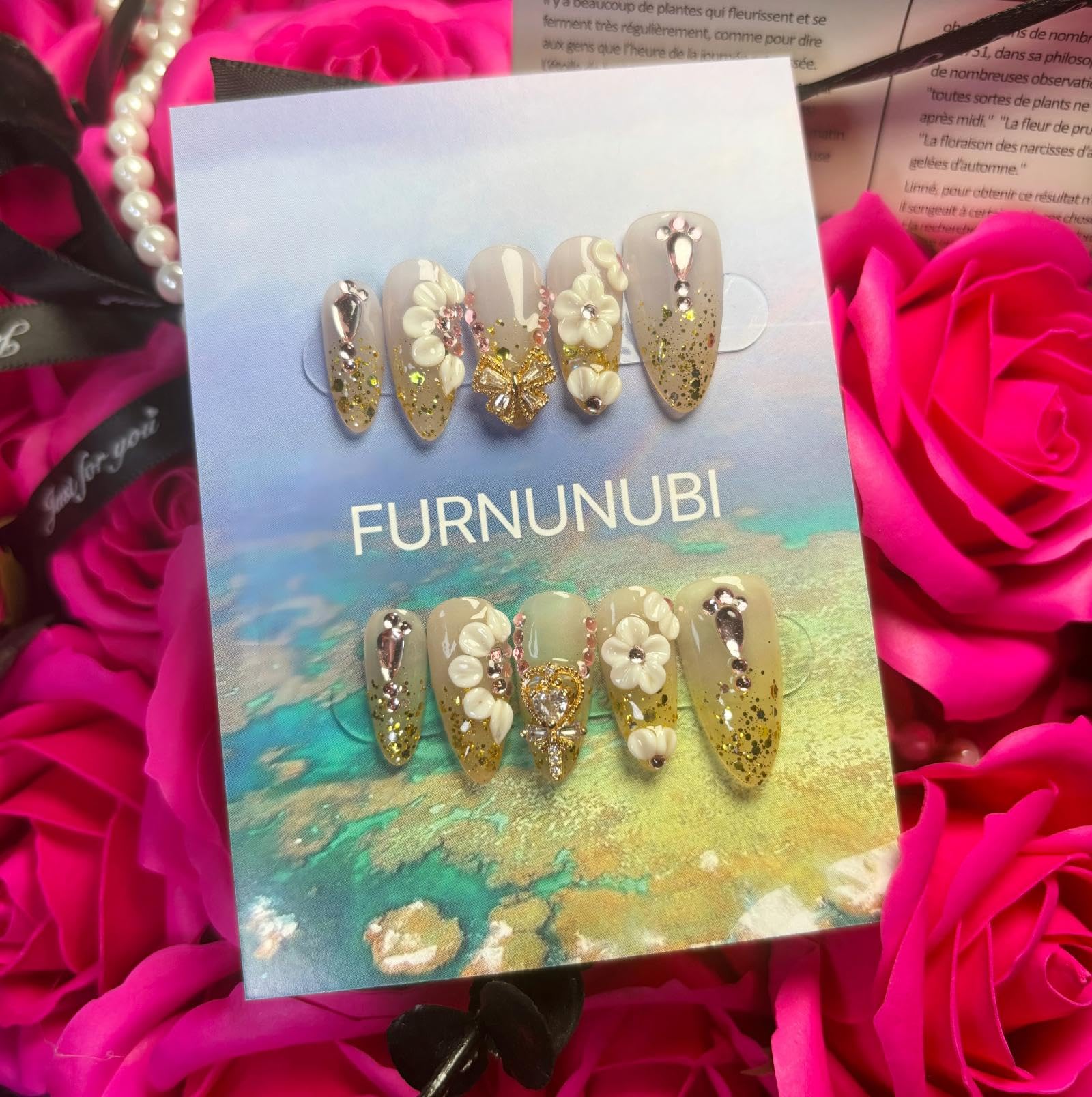 FURNUNUBI pearl pink chrome nails with reflective shine for chic polish.