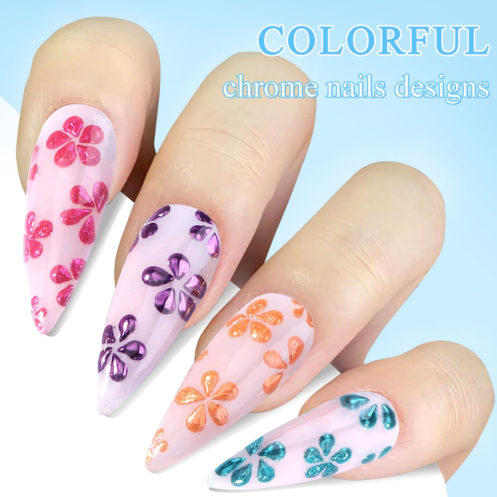 Furtherpretty 3D chrome nail art adds shimmering depth