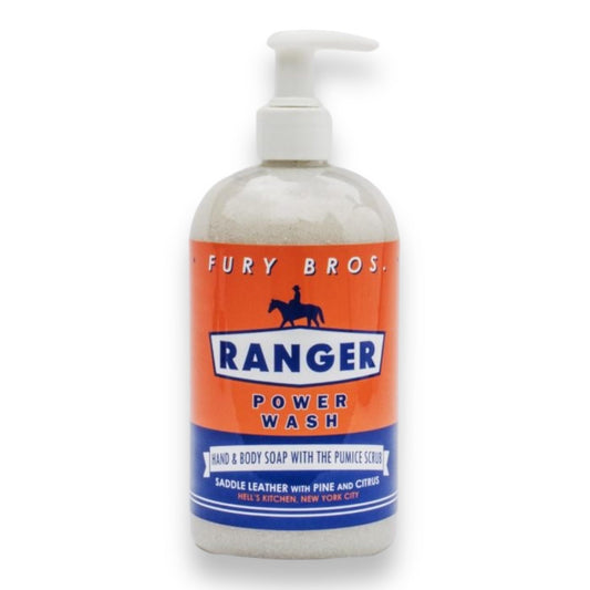 FURY BROS Premium Power Wash Ranger bottle front shows Saddle Leather notes and bold fragrance.