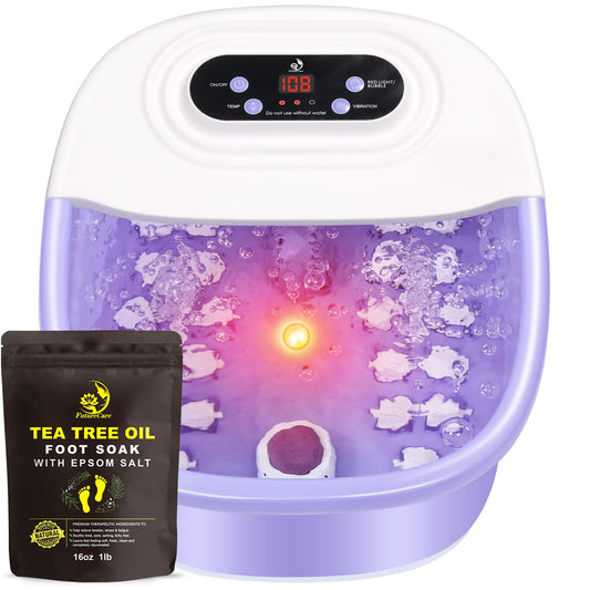 FutureCare foot spa heat-bubbles-jet demonstrates fast warming and soothing at-home massage.