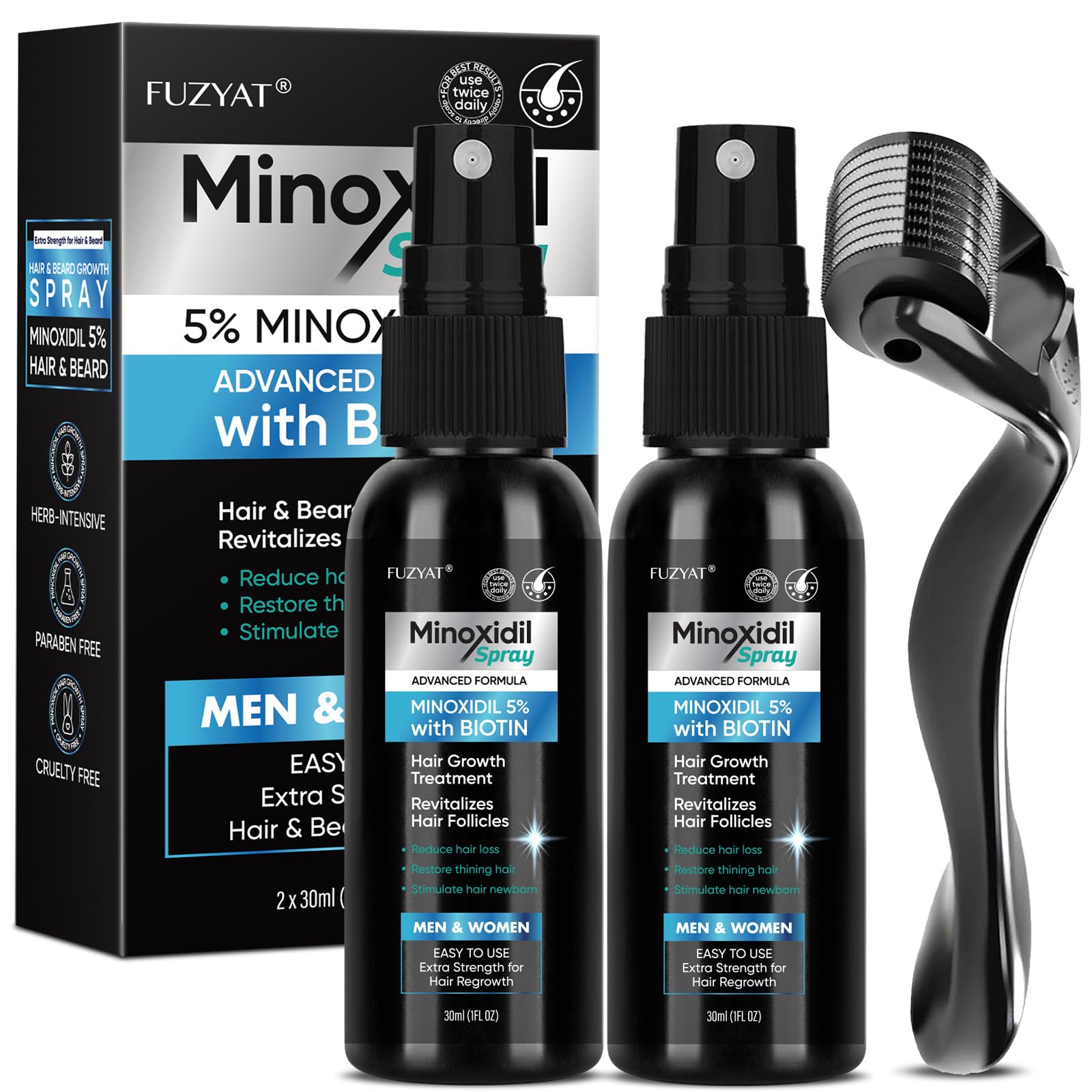 FUZYAT Minoxidil bottle with unscented formula for daily use