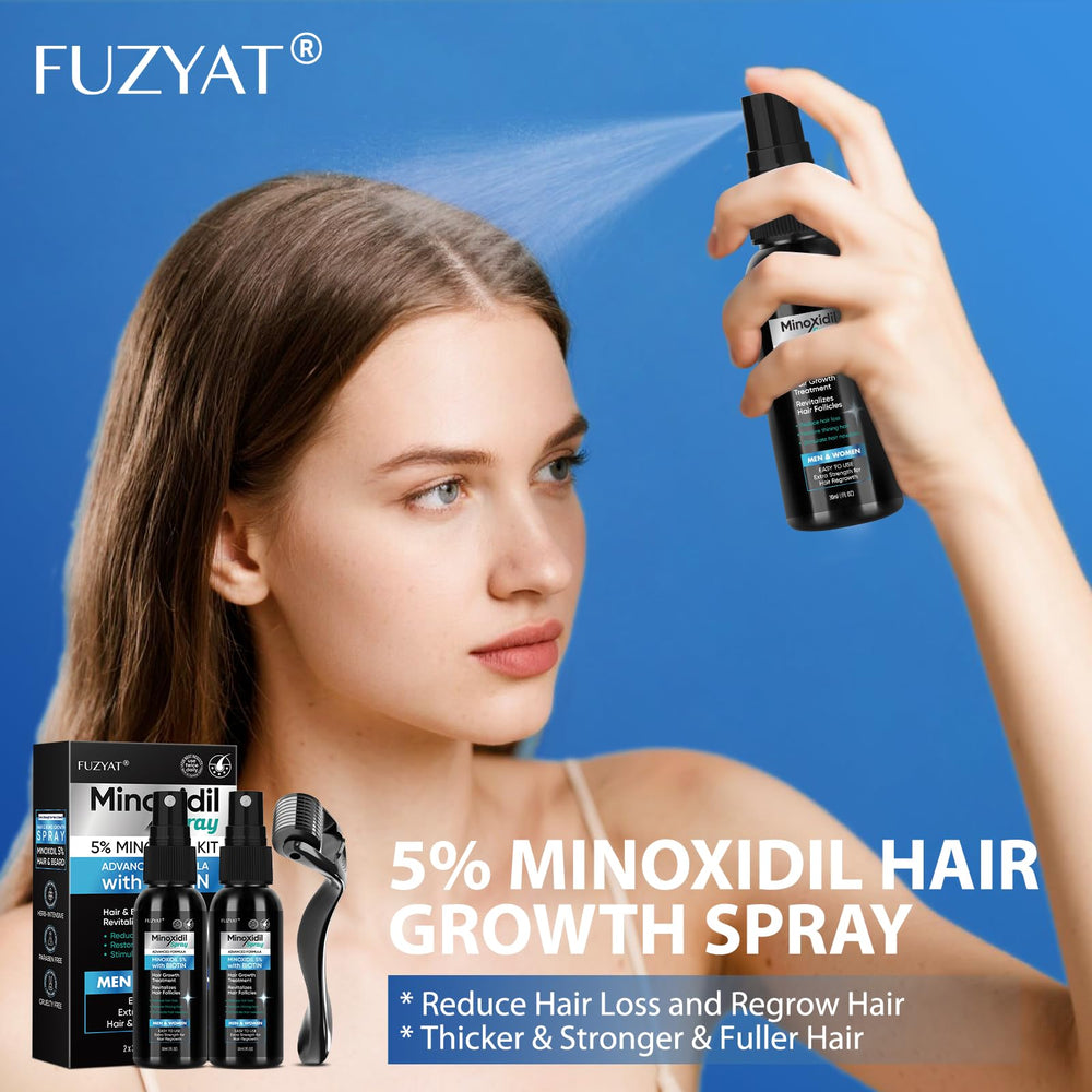 FUZYAT Minoxidil spray used on beard for fuller facial hair