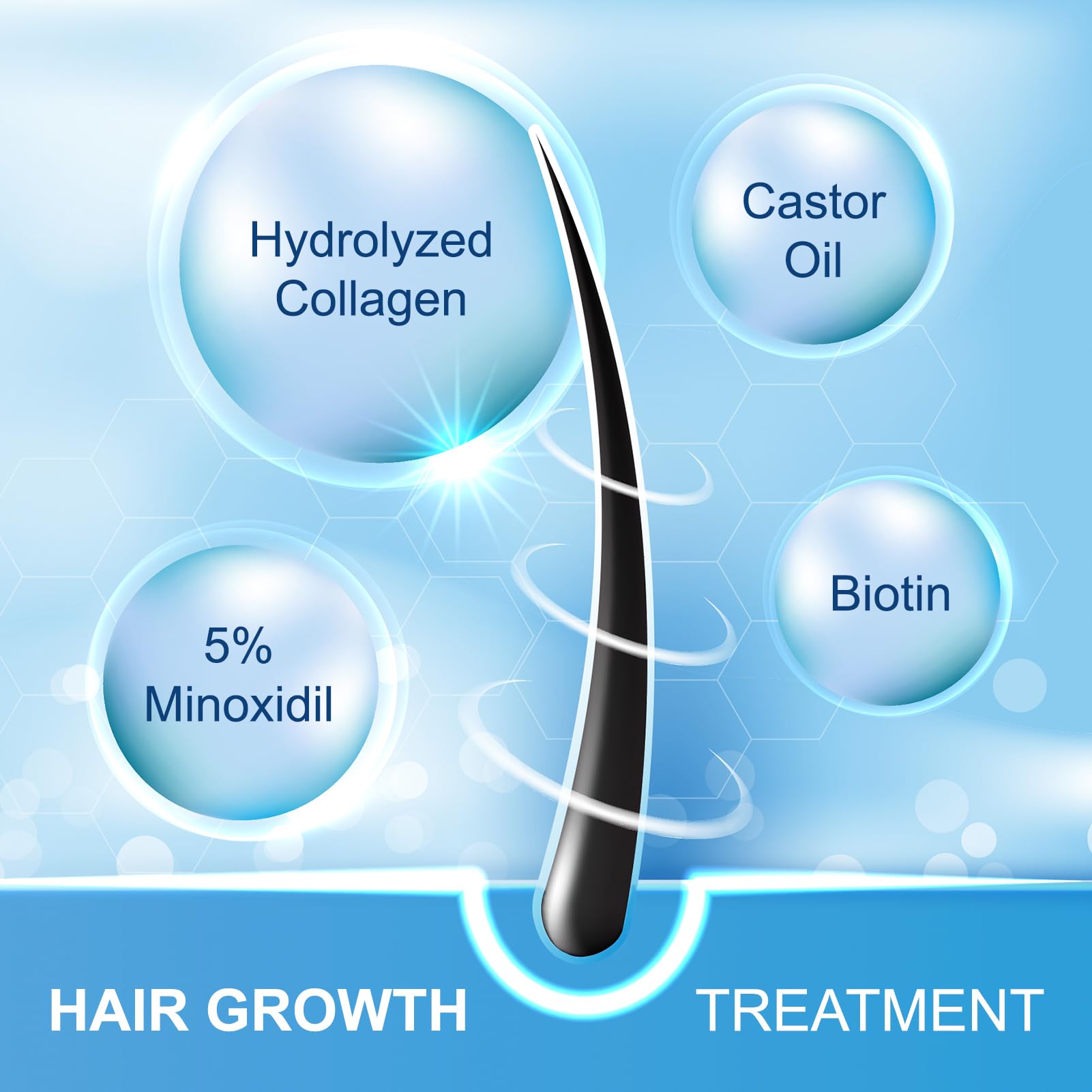 Close-up of spray action delivering 1 ml to the scalp