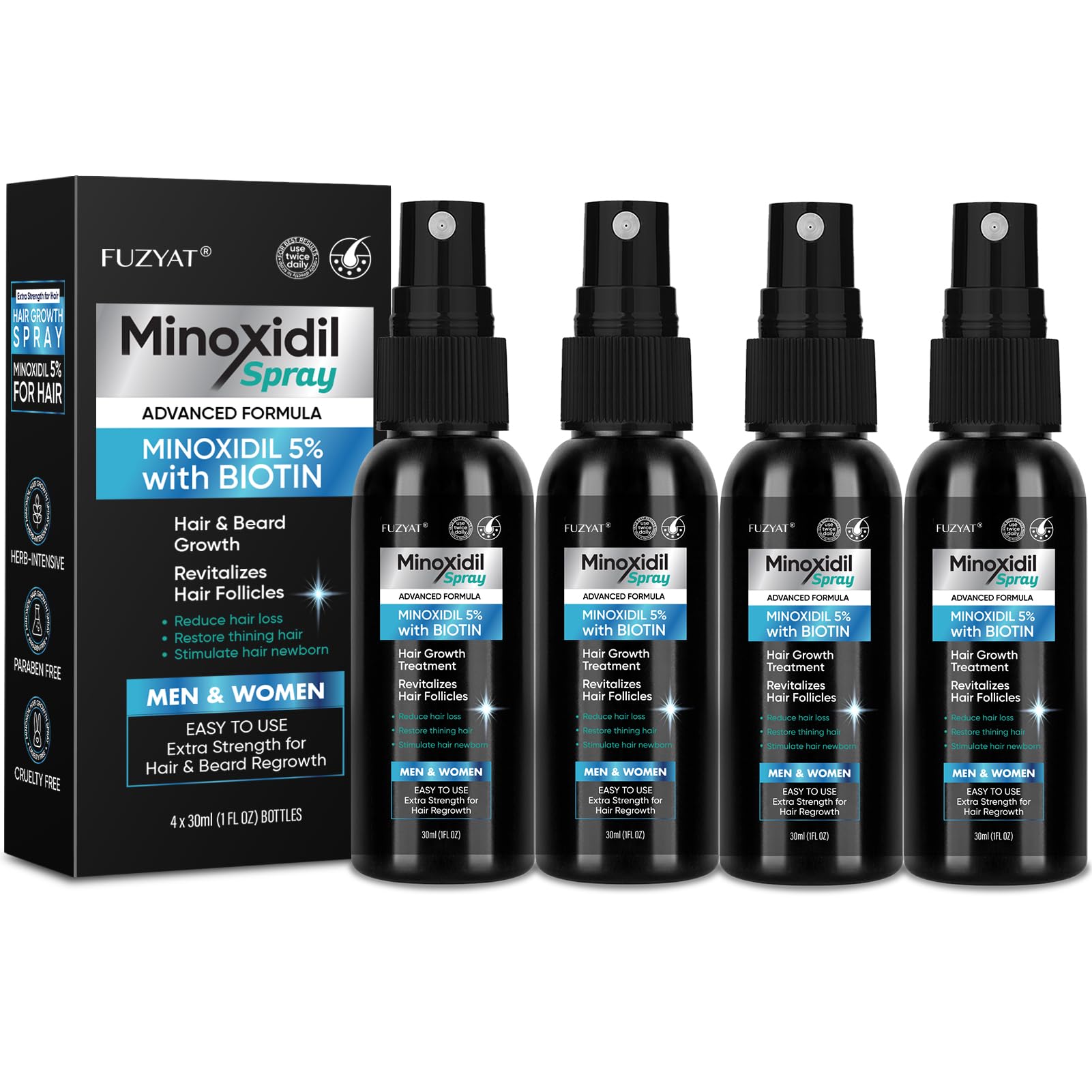 FUZYAT Minoxidil spray bottle ready for scalp care and hair support