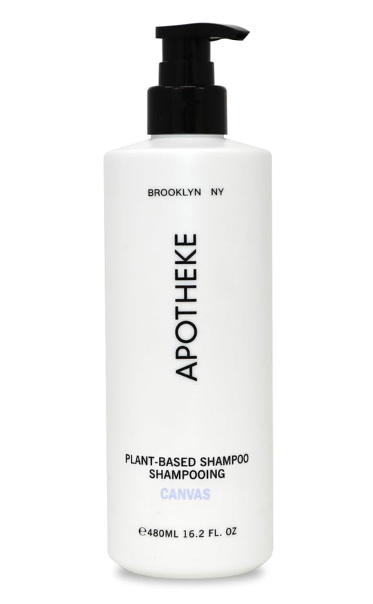 Fuzzion Apothekae Canvas Shampoo bottle with plant-based cleanse and light fragrance for everyday hair