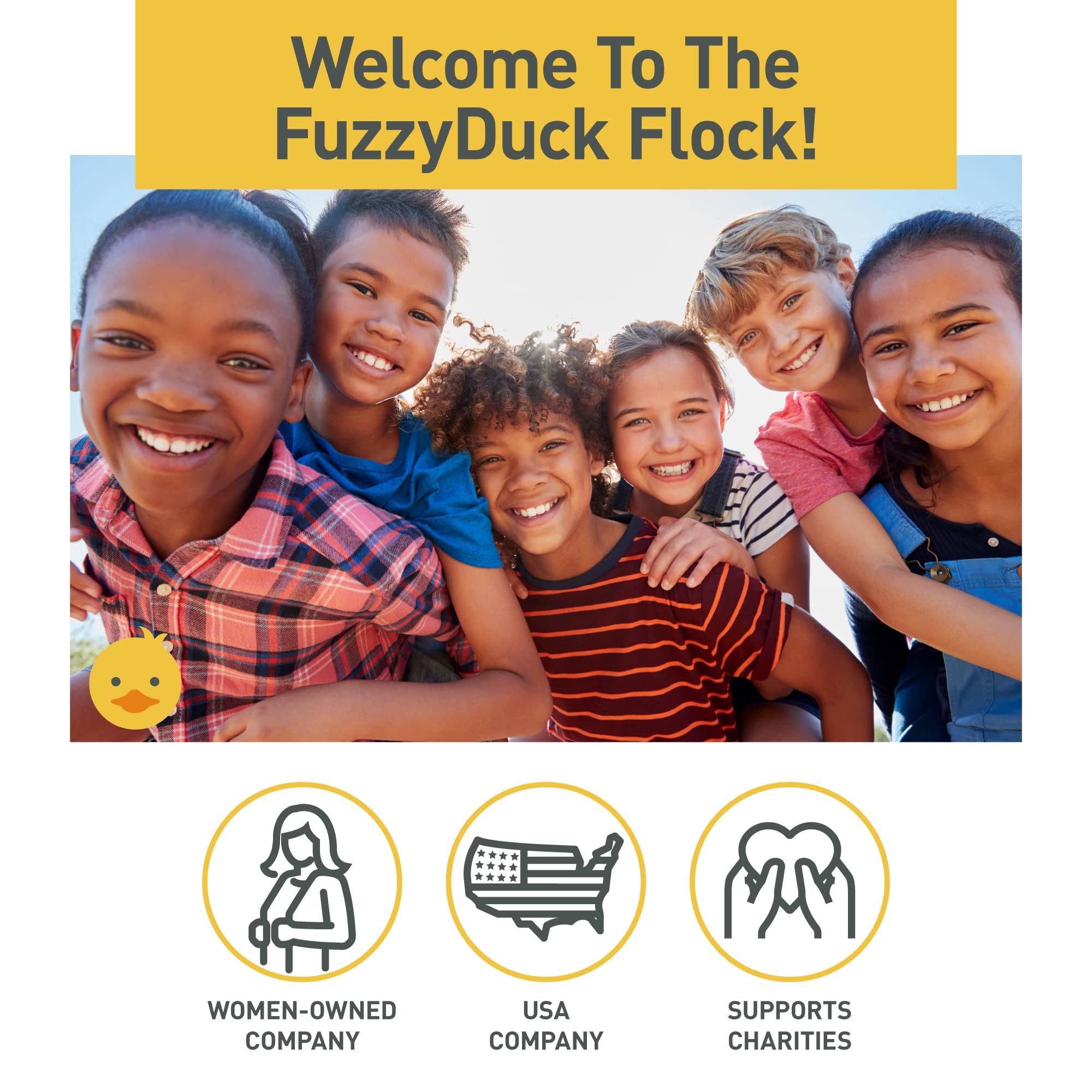 FuzzyDuck 8oz packaging shown for convenient at-home use