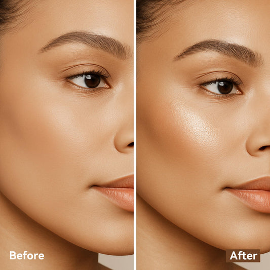 FV highlighter stick in Champagne adds luminous glow to cheekbones.