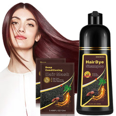 Fvquhvo Cherry Brown Hair Dye Shampoo bottle pouring for quick at-home color