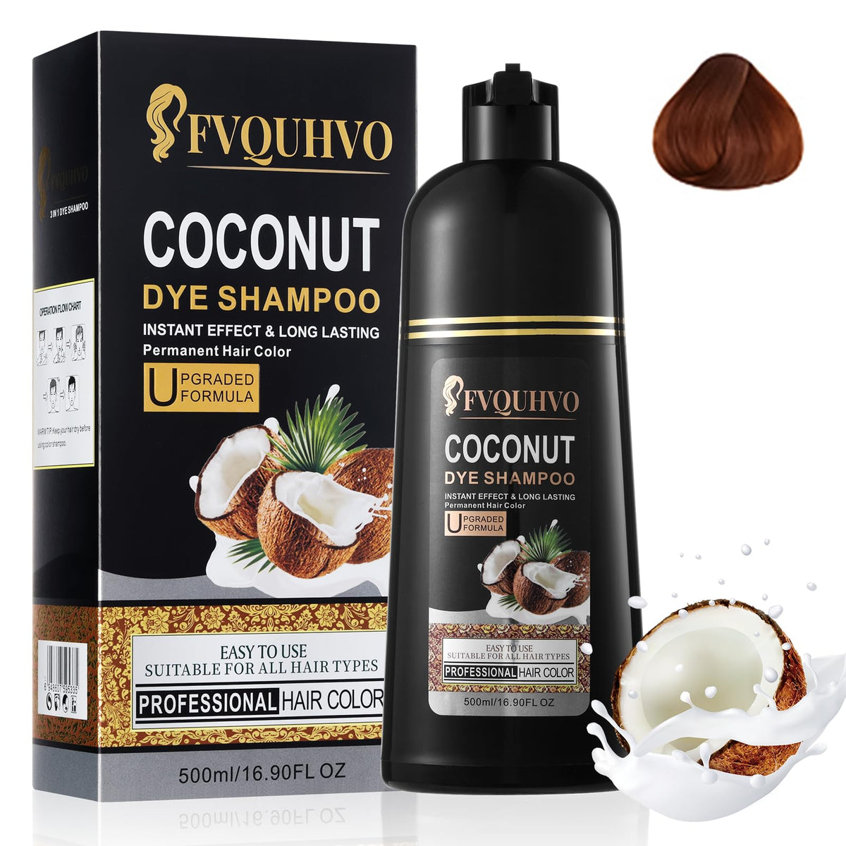 Fvquhvo dark brown hair dye shampoo pour delivers quick, even gray coverage.