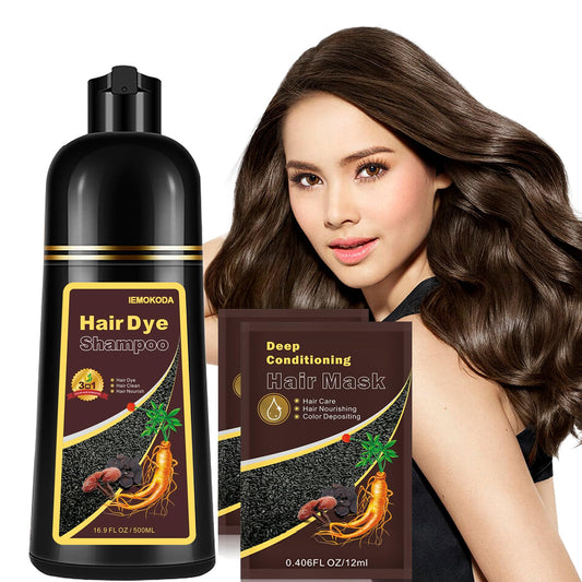 Fvquhvo dark coffee dye shampoo bottle for gray coverage at home.