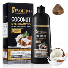 Fvquhvo light brown hair dye shampoo packaging with coconut formula for gentle color