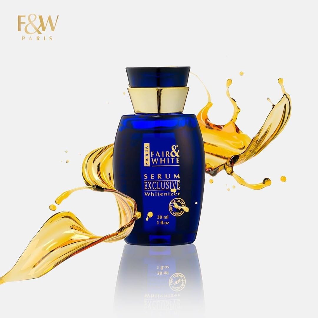 Fair & White Exclusive Vitamin C Serum 30ml lineup, sleek compact bottle for travel.
