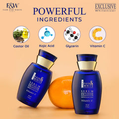 Fair & White Exclusive Vitamin C Serum dropper, easy precise application for targeted brightening.