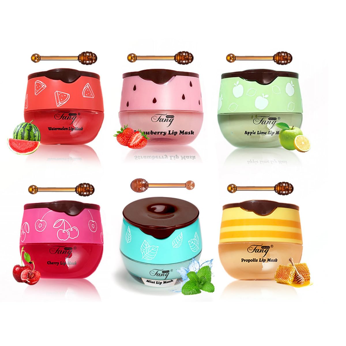 FYEBOO watermelon lip mask pot with honey dipper for overnight hydration and soft lips