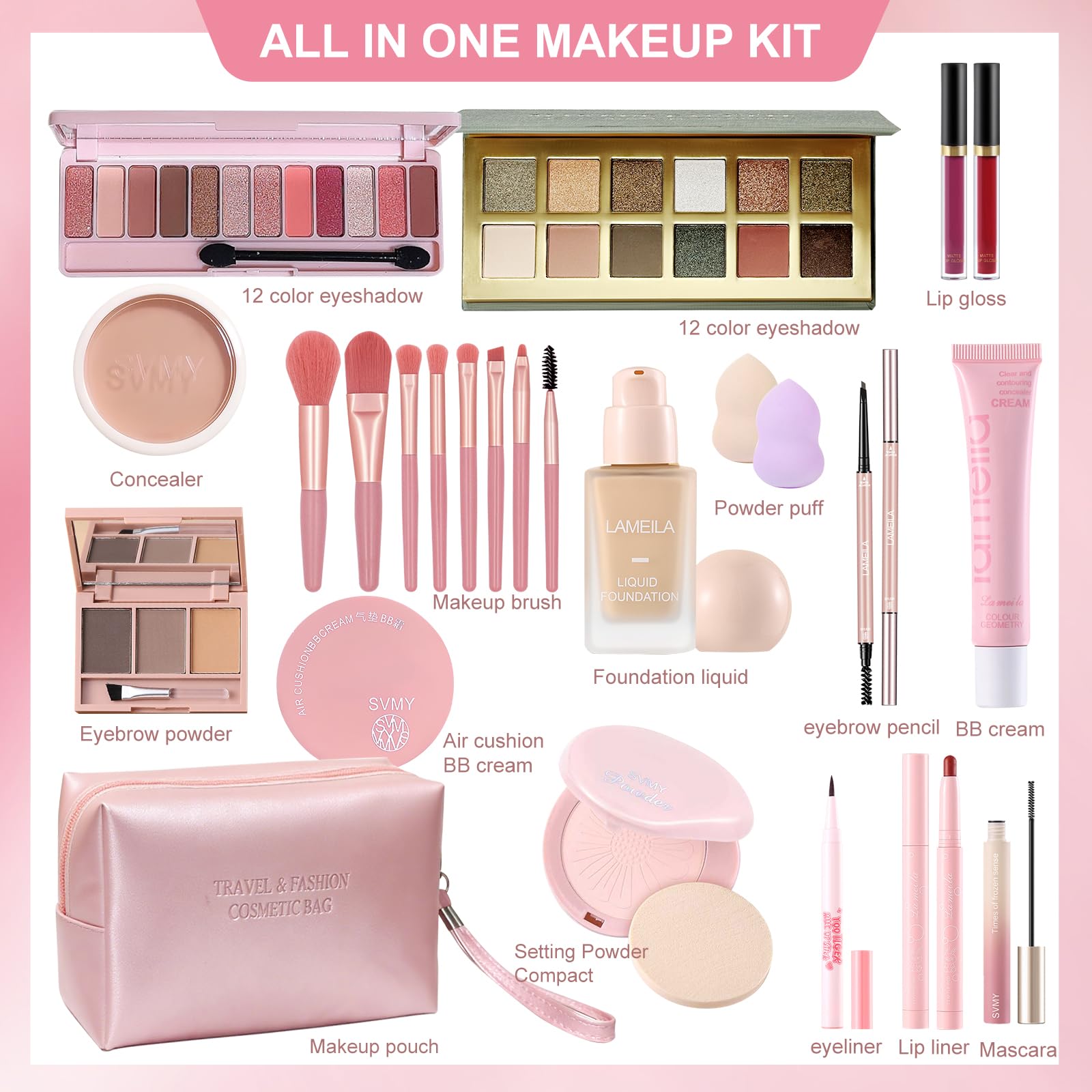 Fynqwor all-in-one makeup kit covering foundation to eyeshadow for beginners